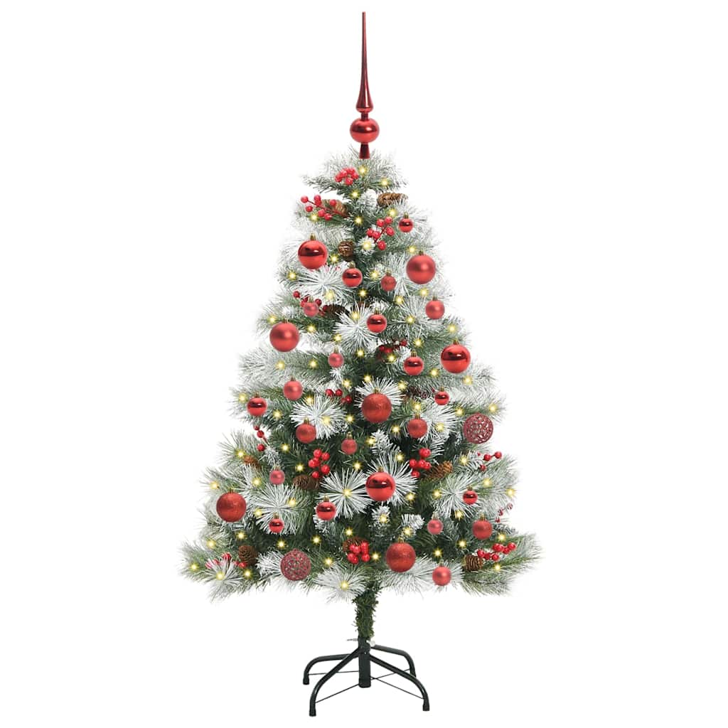 vidaXL Sztuczna choinka Zielono-biały 150 cm PVC, Metal i Plastik