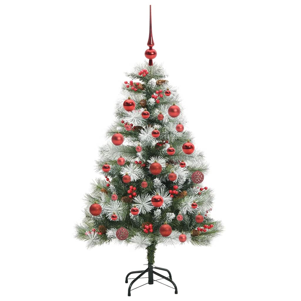 vidaXL Sztuczna choinka Zielono-biały 150 cm PVC, Metal i Plastik
