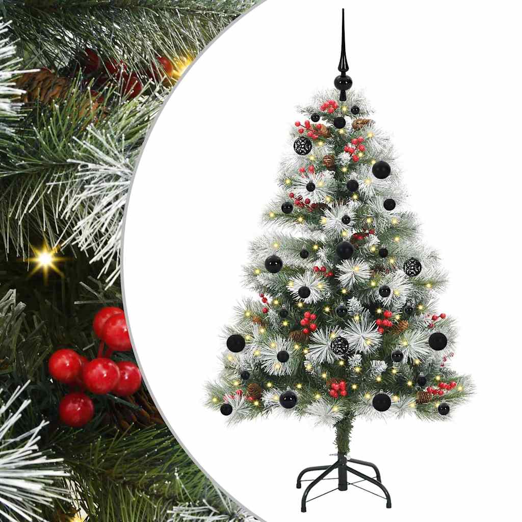 vidaXL Sztuczna choinka Zielono-biały 150 cm PVC, Metal i Plastik