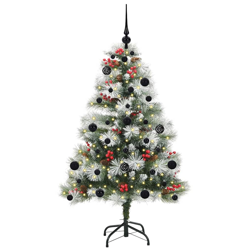 vidaXL Sztuczna choinka Zielono-biały 150 cm PVC, Metal i Plastik