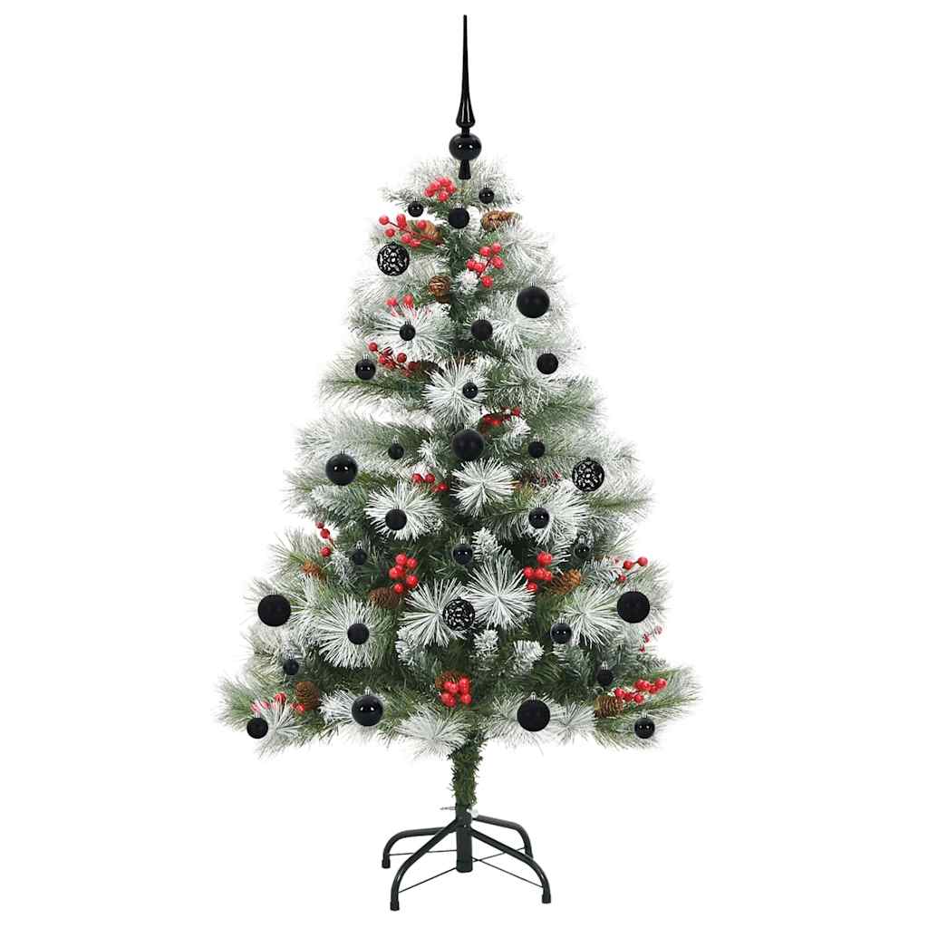 vidaXL Sztuczna choinka Zielono-biały 150 cm PVC, Metal i Plastik