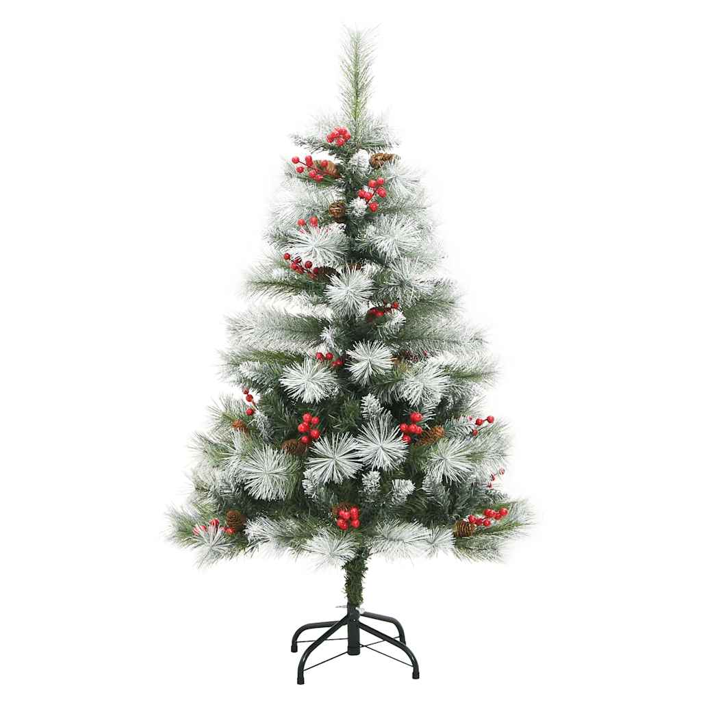 vidaXL Sztuczna choinka Zielono-biały 150 cm PVC, Metal i Plastik
