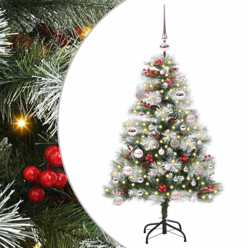 vidaXL Sztuczna choinka Zielono-biały 150 cm PVC, Metal i Plastik