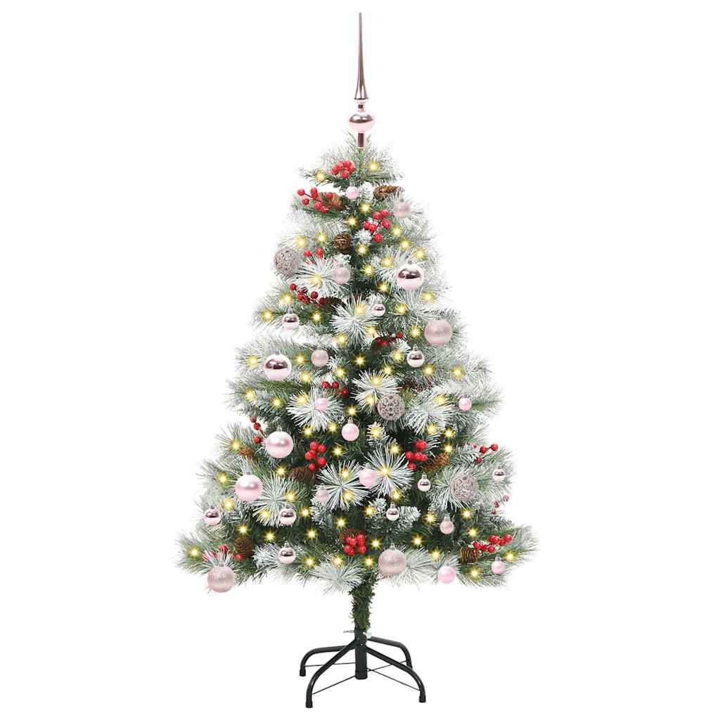 vidaXL Sztuczna choinka Zielono-biały 150 cm PVC, Metal i Plastik
