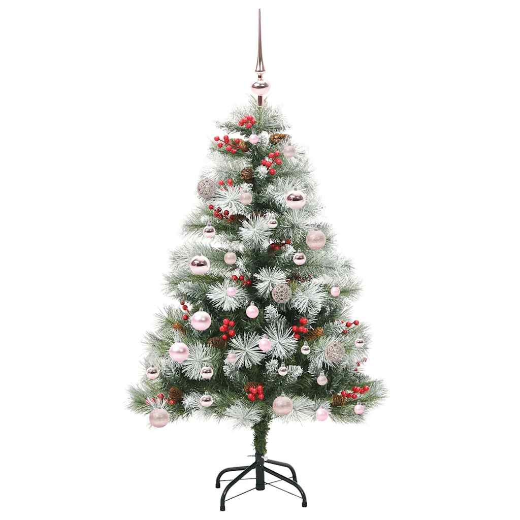 vidaXL Sztuczna choinka Zielono-biały 150 cm PVC, Metal i Plastik