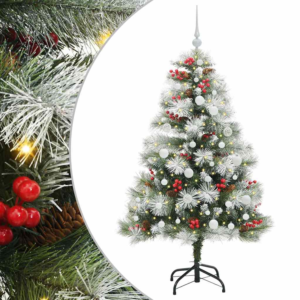 vidaXL Sztuczna choinka Zielono-biały 150 cm PVC, Metal i Plastik