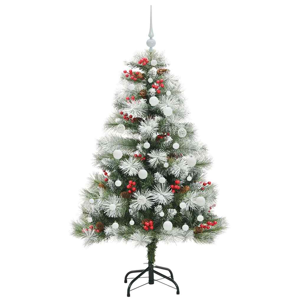 vidaXL Sztuczna choinka Zielono-biały 150 cm PVC, Metal i Plastik