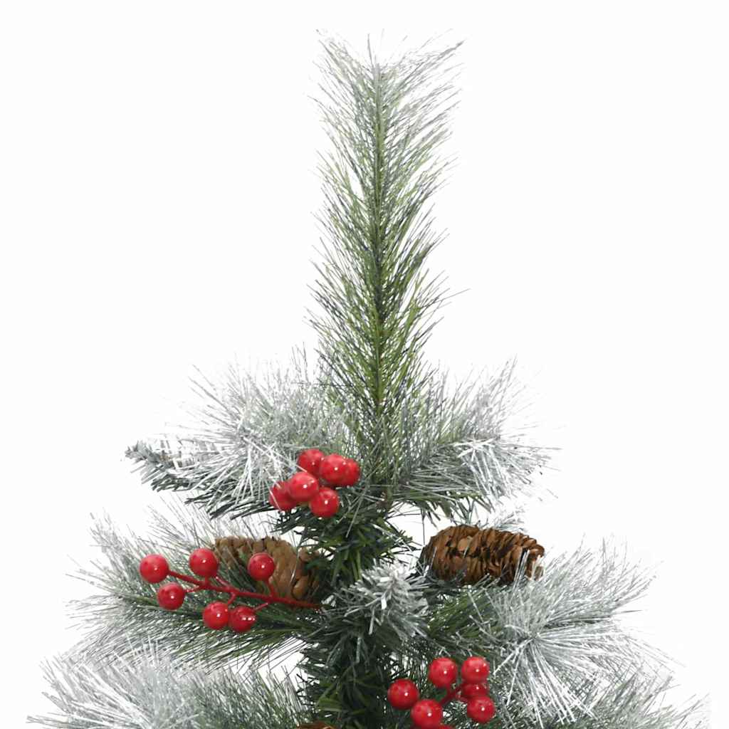 vidaXL Sztuczna choinka Zielono-biały 150 cm PVC, Metal i Plastik