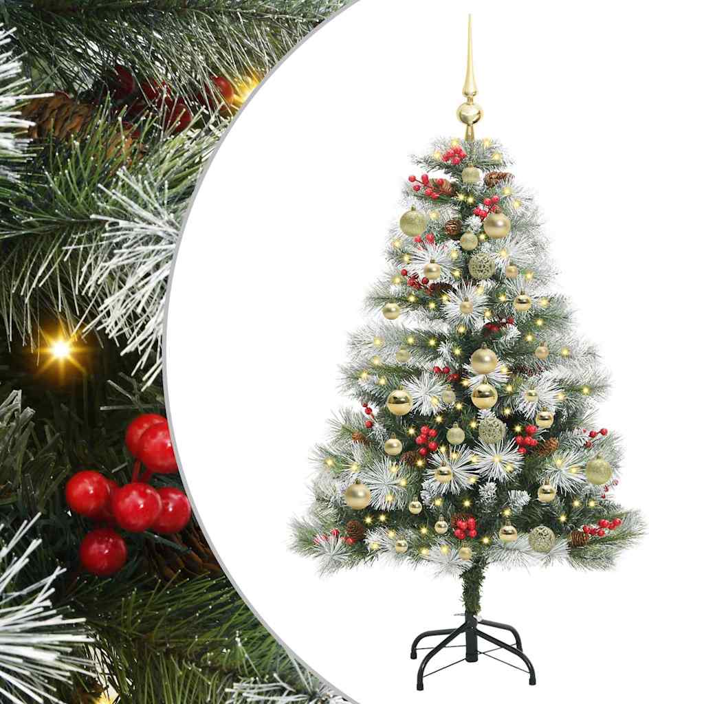 vidaXL Sztuczna choinka Zielono-biały 150 cm PVC, Metal i Plastik