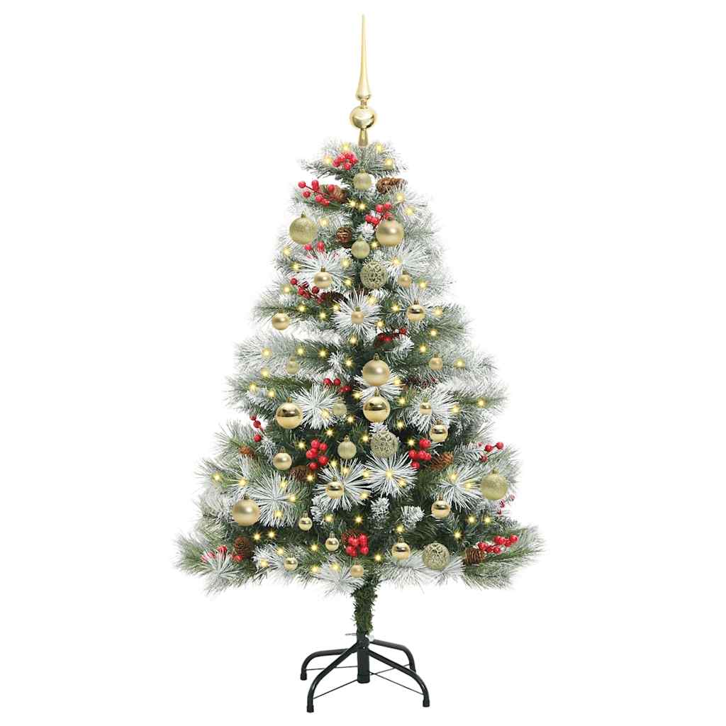 vidaXL Sztuczna choinka Zielono-biały 150 cm PVC, Metal i Plastik