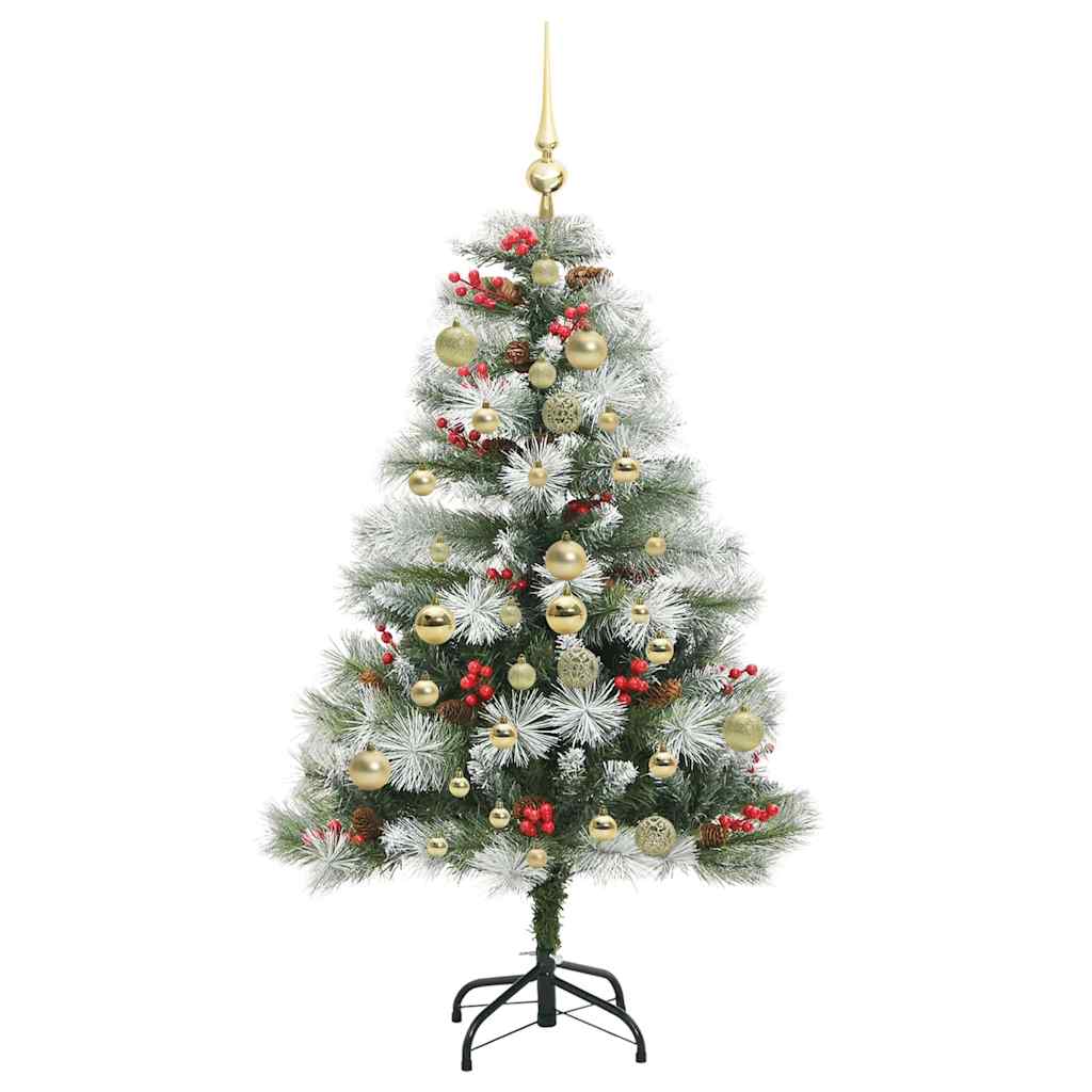 vidaXL Sztuczna choinka Zielono-biały 150 cm PVC, Metal i Plastik