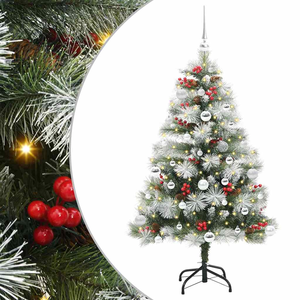 vidaXL Sztuczna choinka Zielono-biały 150 cm PVC, Metal i Plastik
