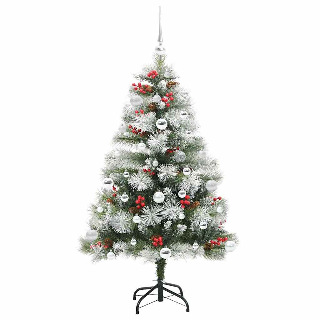 vidaXL Sztuczna choinka Zielono-biały 150 cm PVC, Metal i Plastik