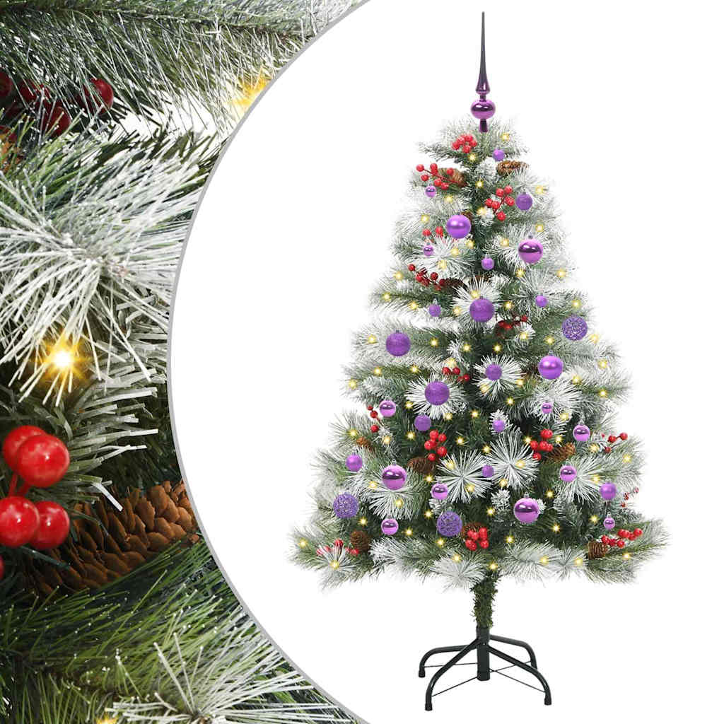 vidaXL Sztuczna choinka Zielono-biały 150 cm PVC, Metal i Plastik