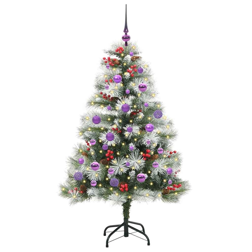 vidaXL Sztuczna choinka Zielono-biały 150 cm PVC, Metal i Plastik