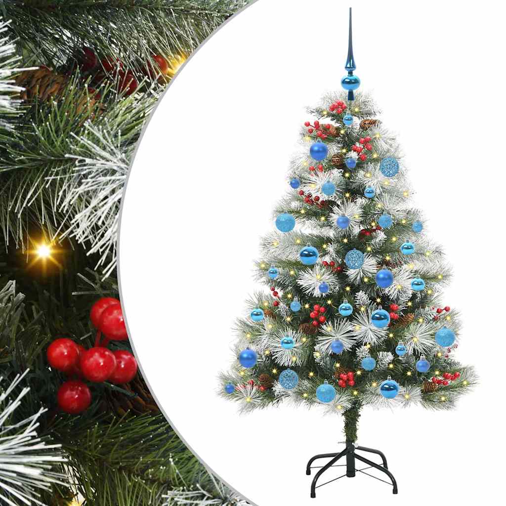 vidaXL Sztuczna choinka Zielono-biały 150 cm PVC, Metal i Plastik