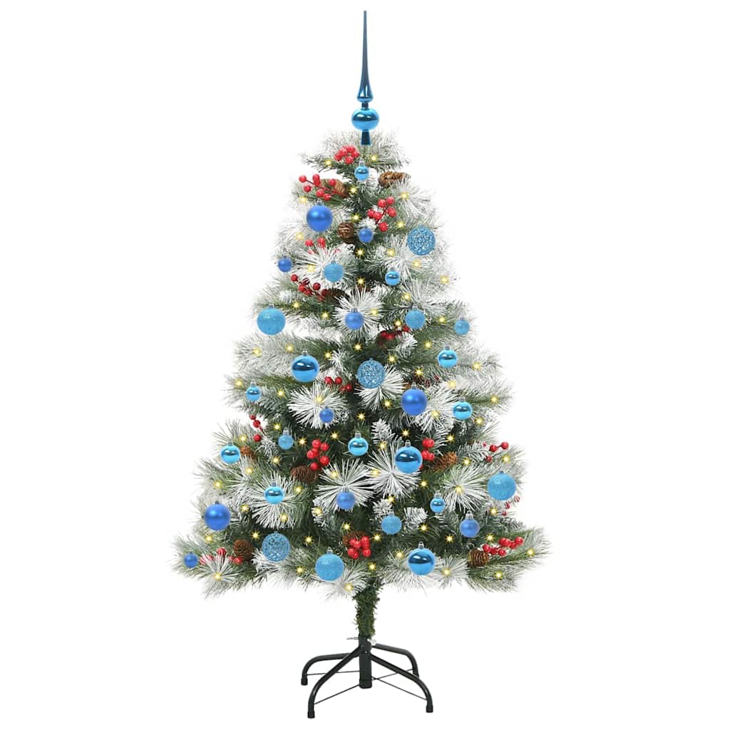 vidaXL Sztuczna choinka Zielono-biały 150 cm PVC, Metal i Plastik