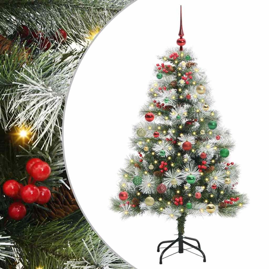 vidaXL Sztuczna choinka Zielono-biały 150 cm PVC, Metal i Plastik