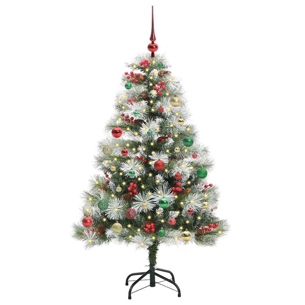 vidaXL Sztuczna choinka Zielono-biały 150 cm PVC, Metal i Plastik