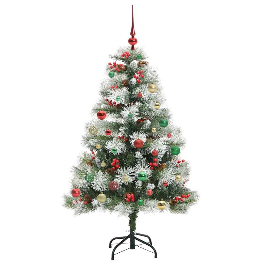 vidaXL Sztuczna choinka Zielono-biały 150 cm PVC, Metal i Plastik