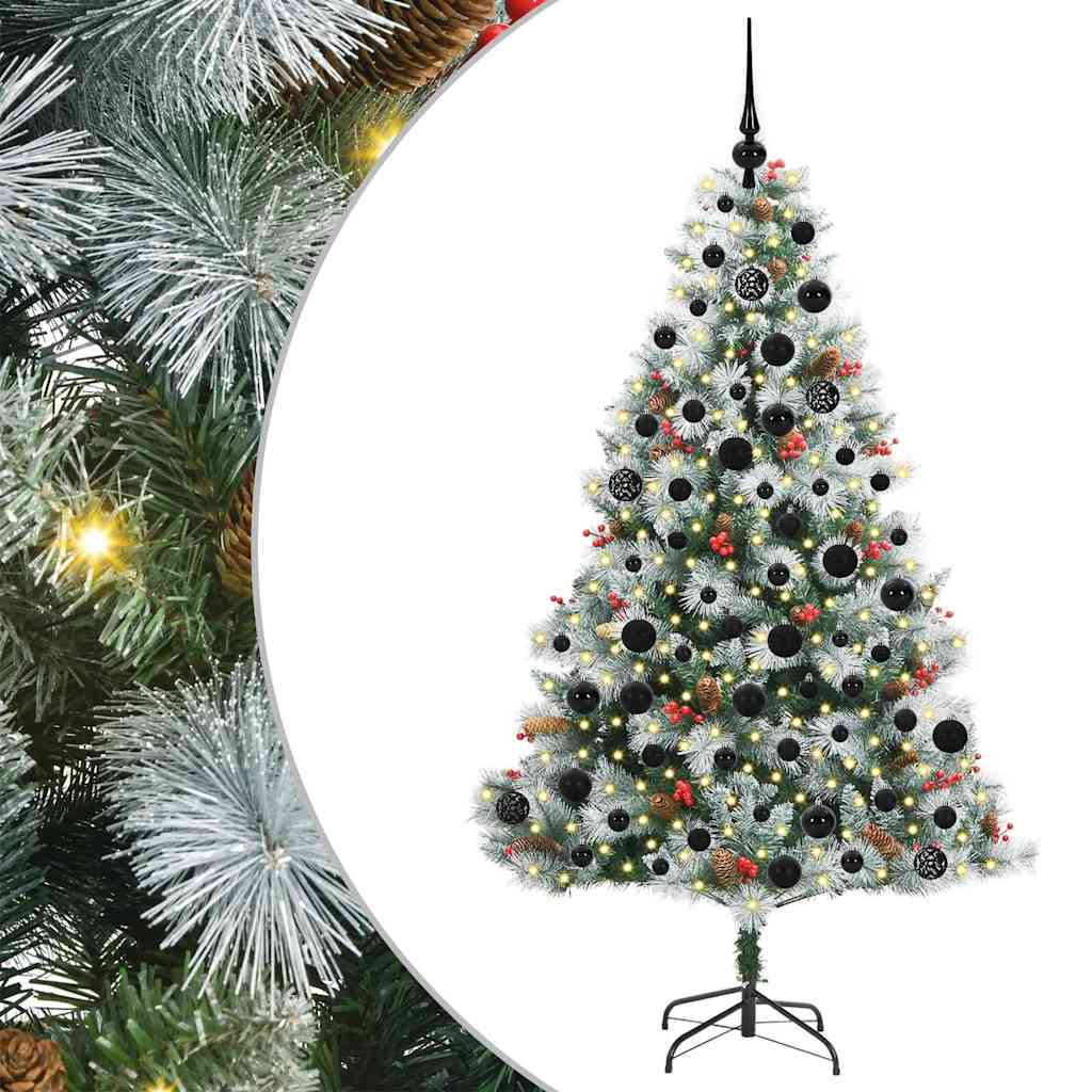 vidaXL Sztuczna choinka Zielono-biały 180 cm PVC, Metal i Plastik