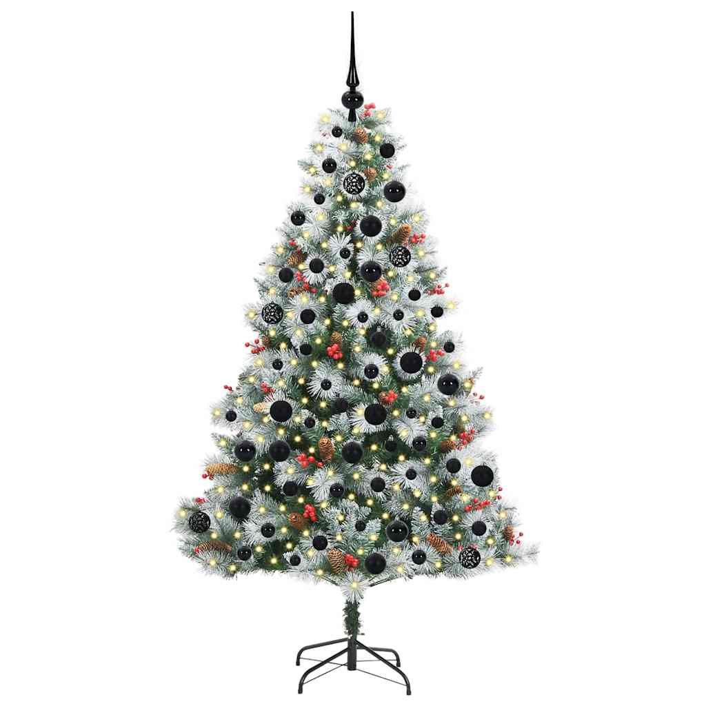 vidaXL Sztuczna choinka Zielono-biały 180 cm PVC, Metal i Plastik