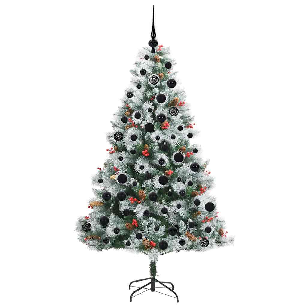 vidaXL Sztuczna choinka Zielono-biały 180 cm PVC, Metal i Plastik