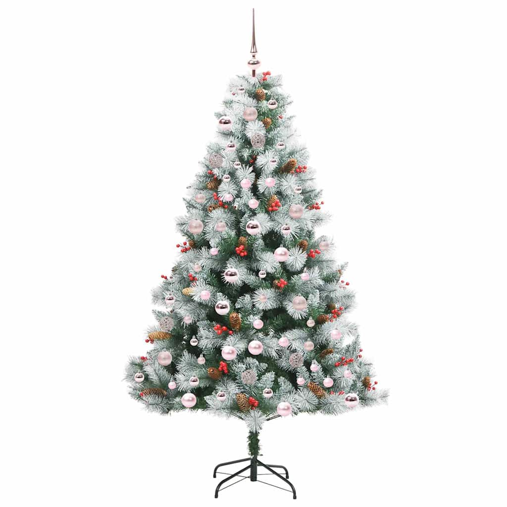 vidaXL Sztuczna choinka Zielono-biały 180 cm PVC, Metal i Plastik