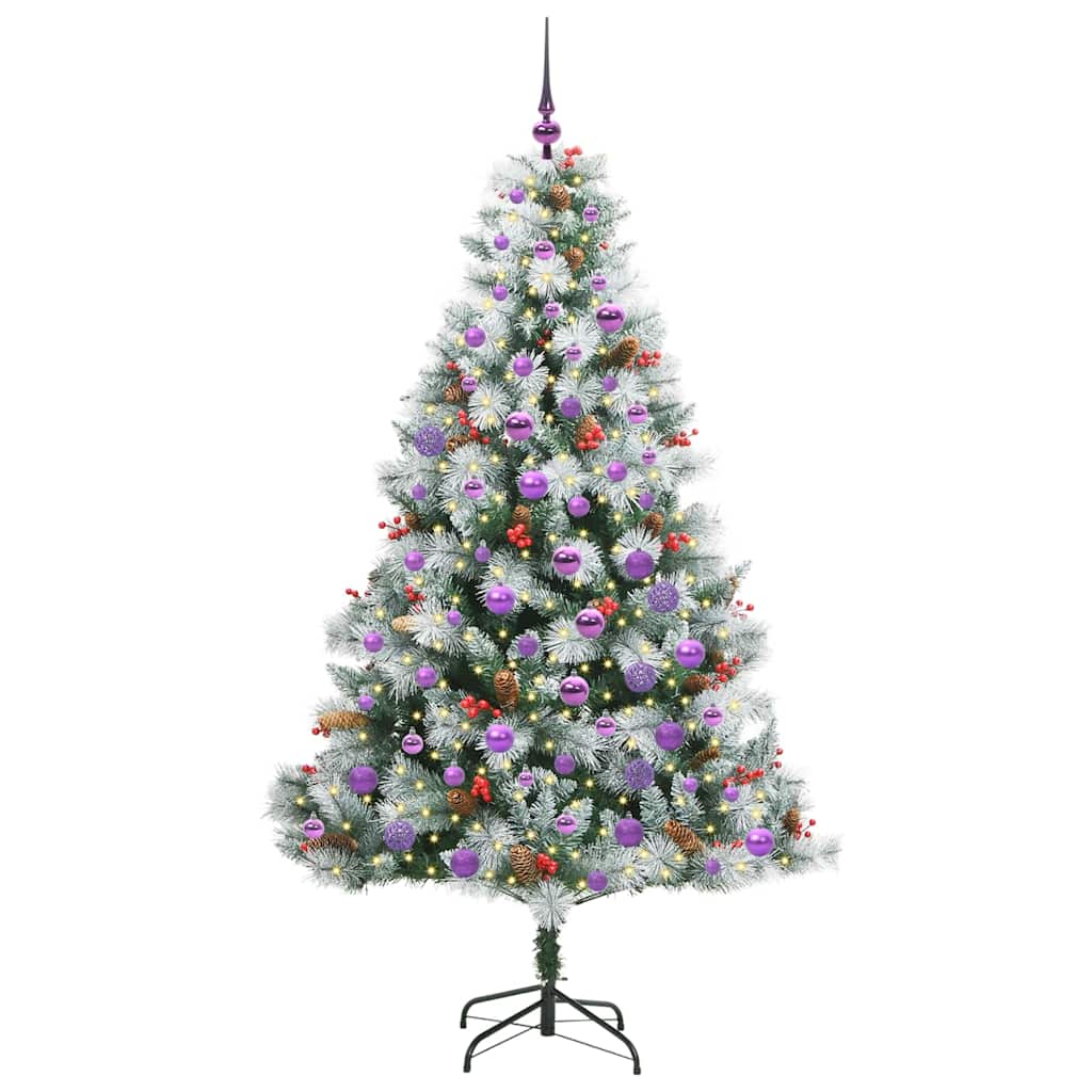 vidaXL Sztuczna choinka Zielono-biały 180 cm PVC, Metal i Plastik