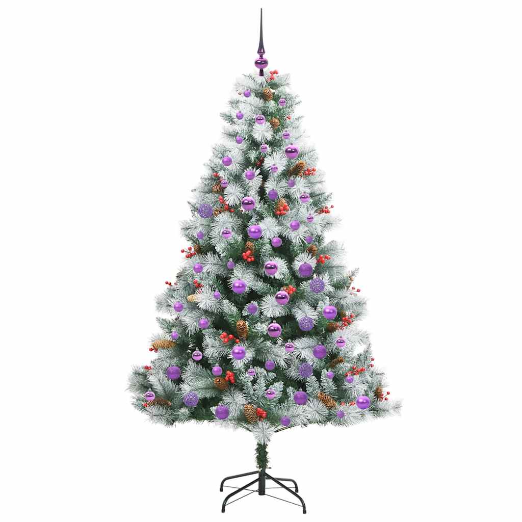 vidaXL Sztuczna choinka Zielono-biały 180 cm PVC, Metal i Plastik