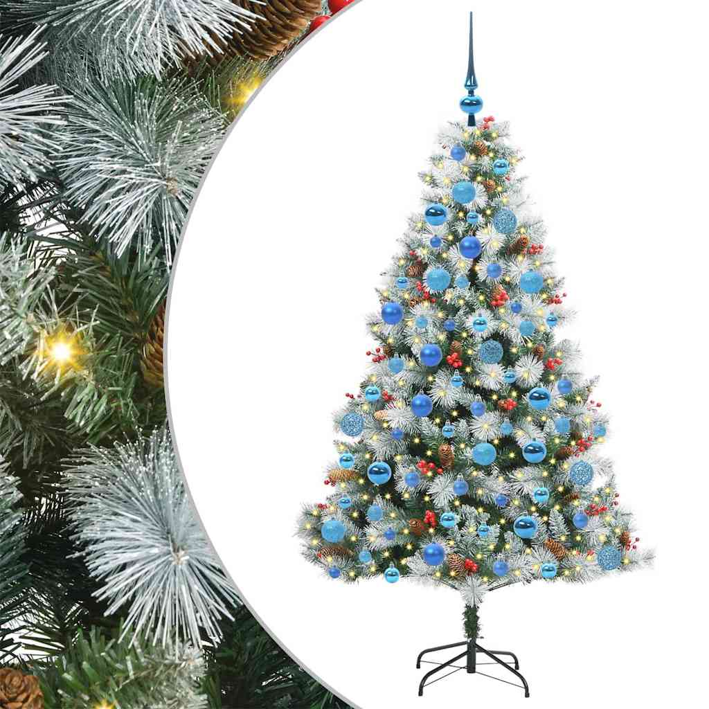 vidaXL Sztuczna choinka Zielono-biały 180 cm PVC, Metal i Plastik