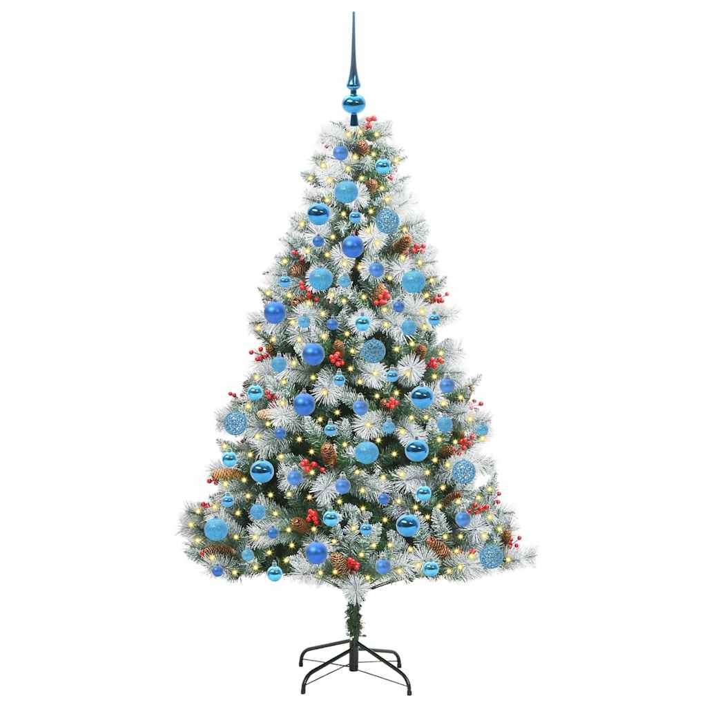 vidaXL Sztuczna choinka Zielono-biały 180 cm PVC, Metal i Plastik