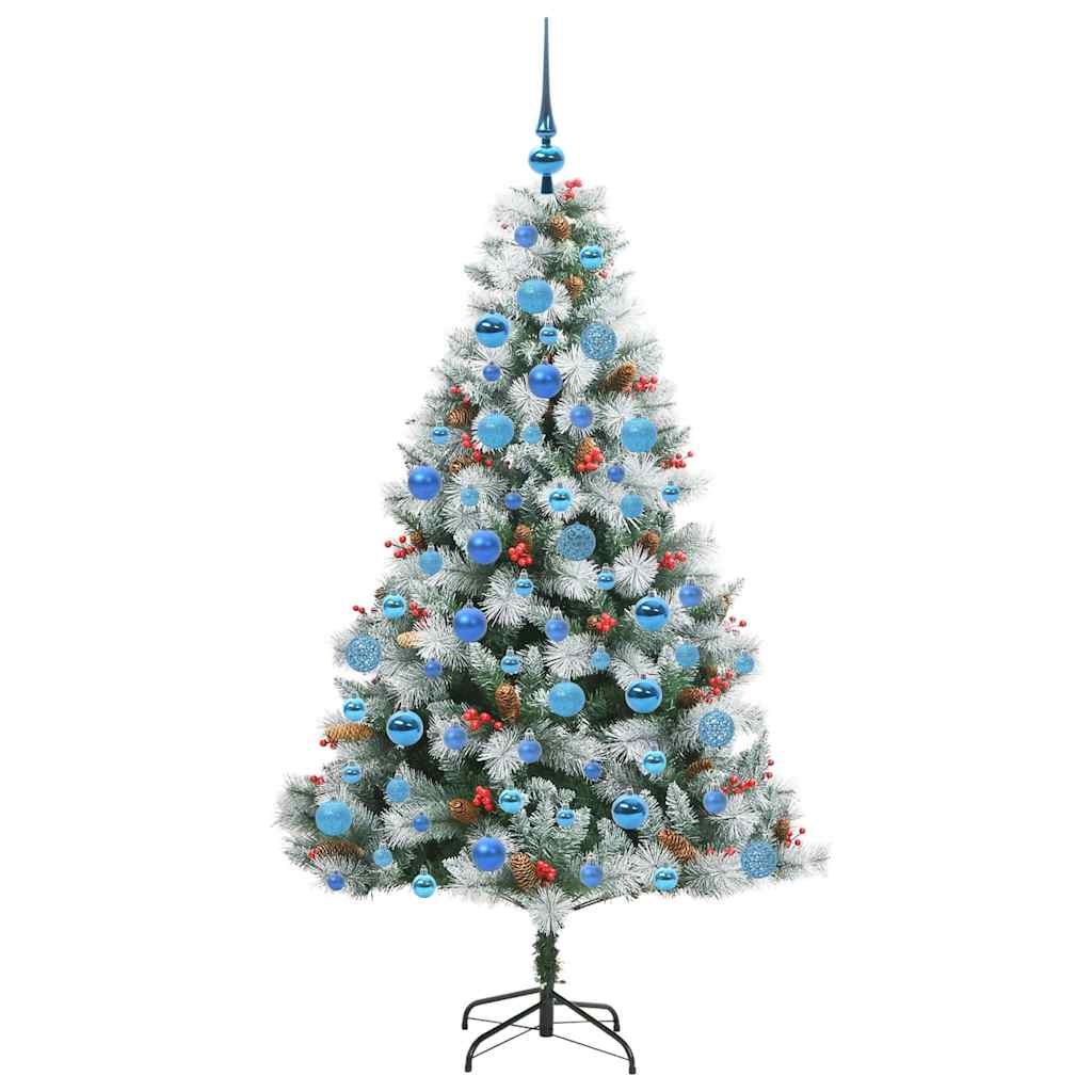 vidaXL Sztuczna choinka Zielono-biały 180 cm PVC, Metal i Plastik