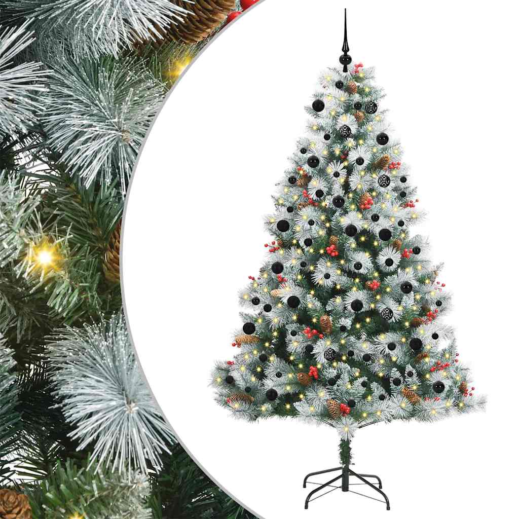 vidaXL Sztuczna choinka Zielono-biały 240 cm PVC, Metal i Plastik