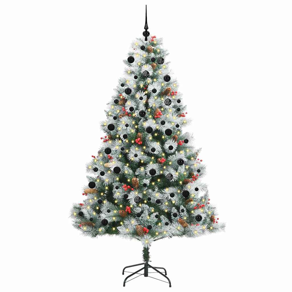 vidaXL Sztuczna choinka Zielono-biały 240 cm PVC, Metal i Plastik