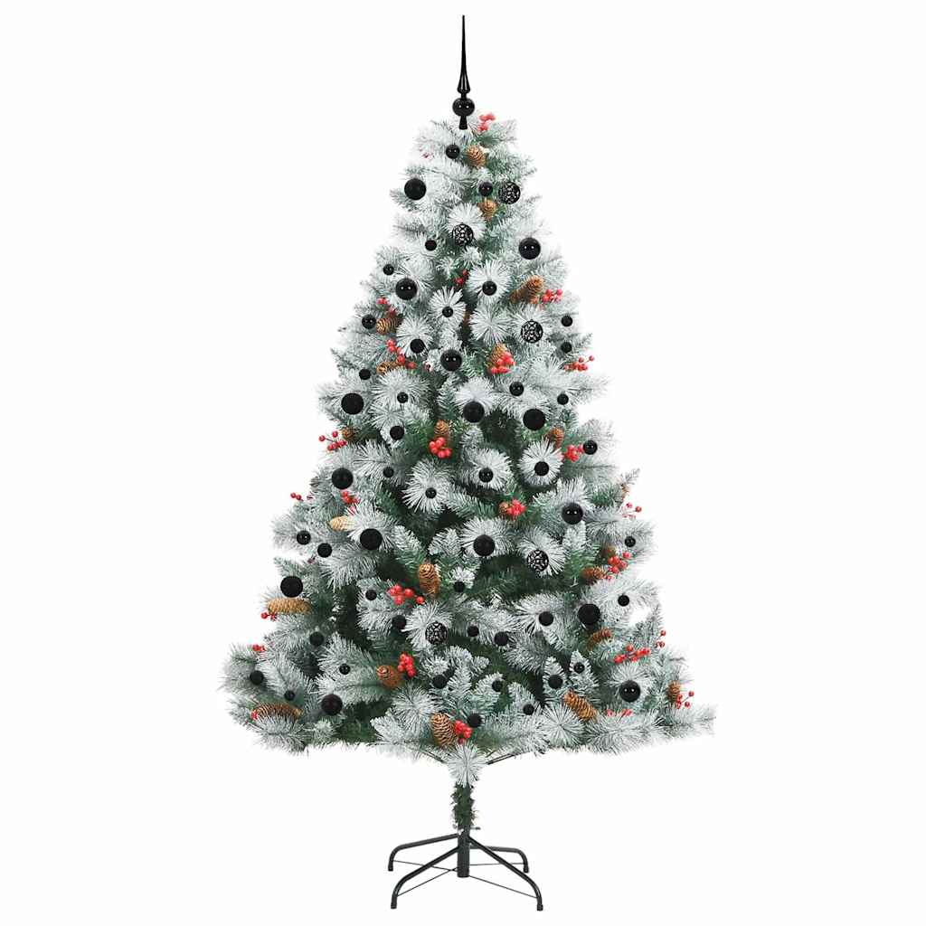 vidaXL Sztuczna choinka Zielono-biały 240 cm PVC, Metal i Plastik