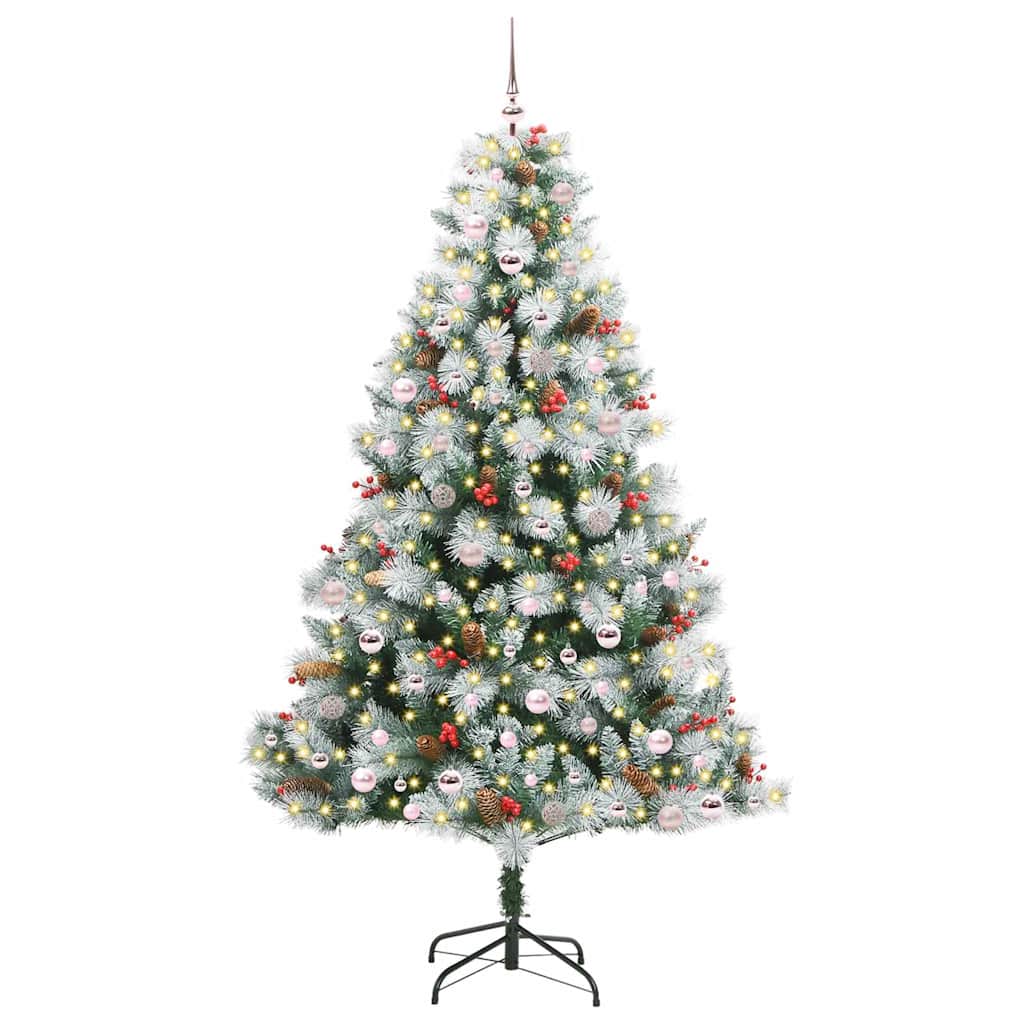 vidaXL Sztuczna choinka Zielono-biały 240 cm PVC, Metal i Plastik