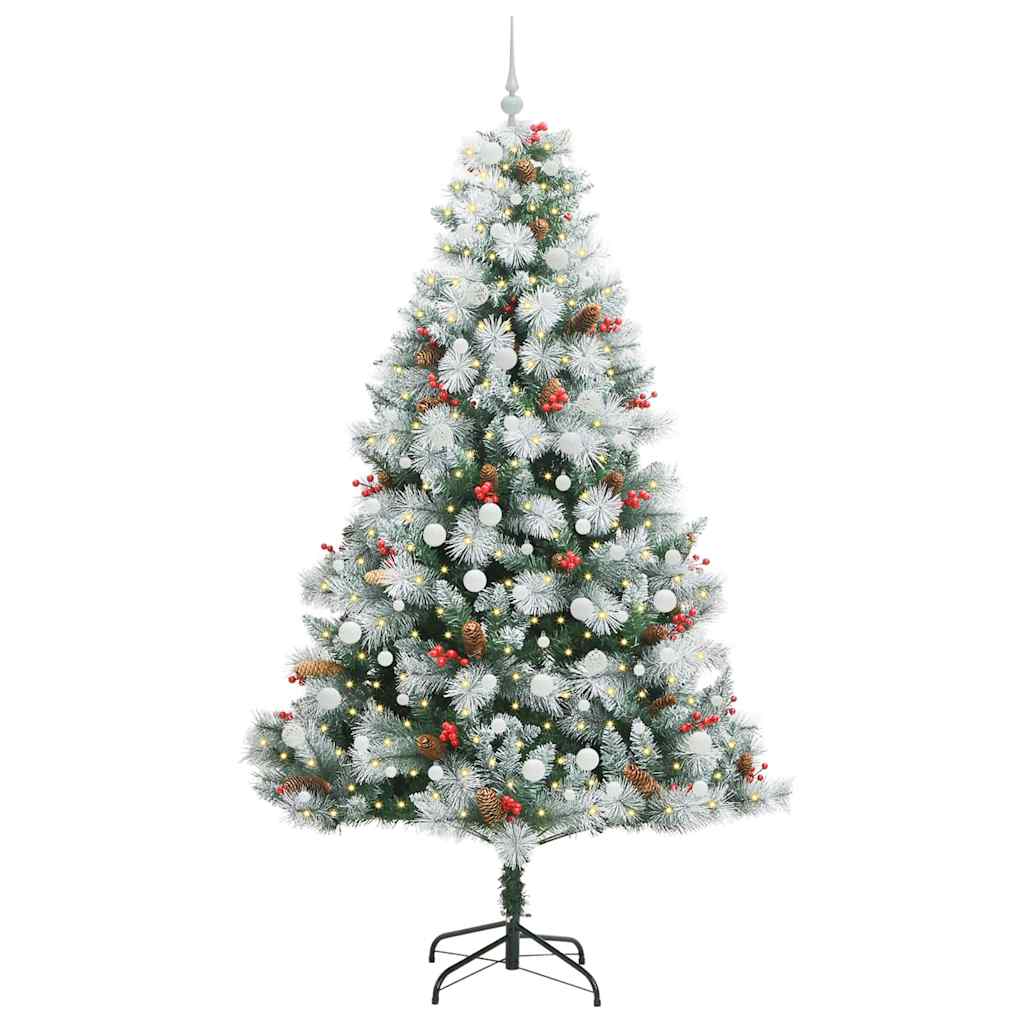 vidaXL Sztuczna choinka Zielono-biały 240 cm PVC, Metal i Plastik