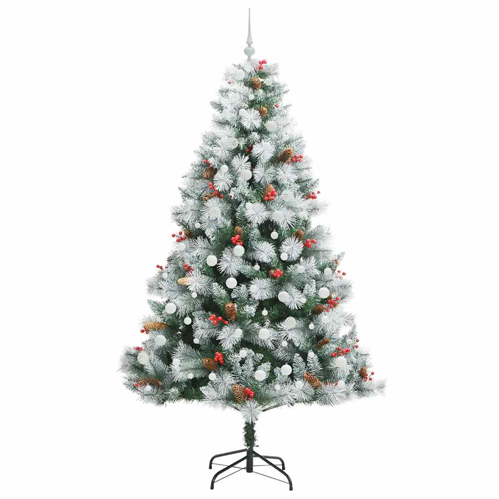 vidaXL Sztuczna choinka Zielono-biały 240 cm PVC, Metal i Plastik