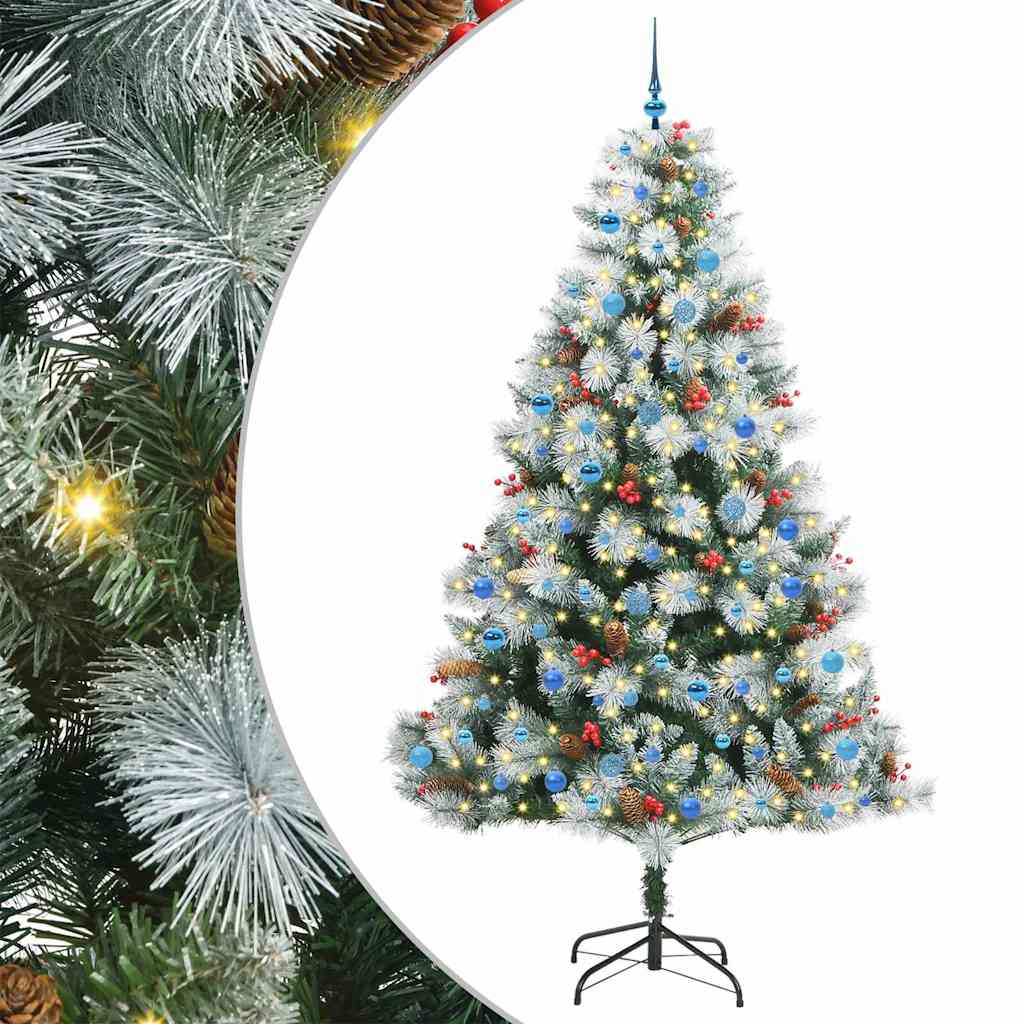 vidaXL Sztuczna choinka Zielono-biały 240 cm PVC, Metal i Plastik