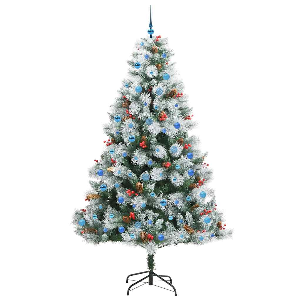 vidaXL Sztuczna choinka Zielono-biały 240 cm PVC, Metal i Plastik