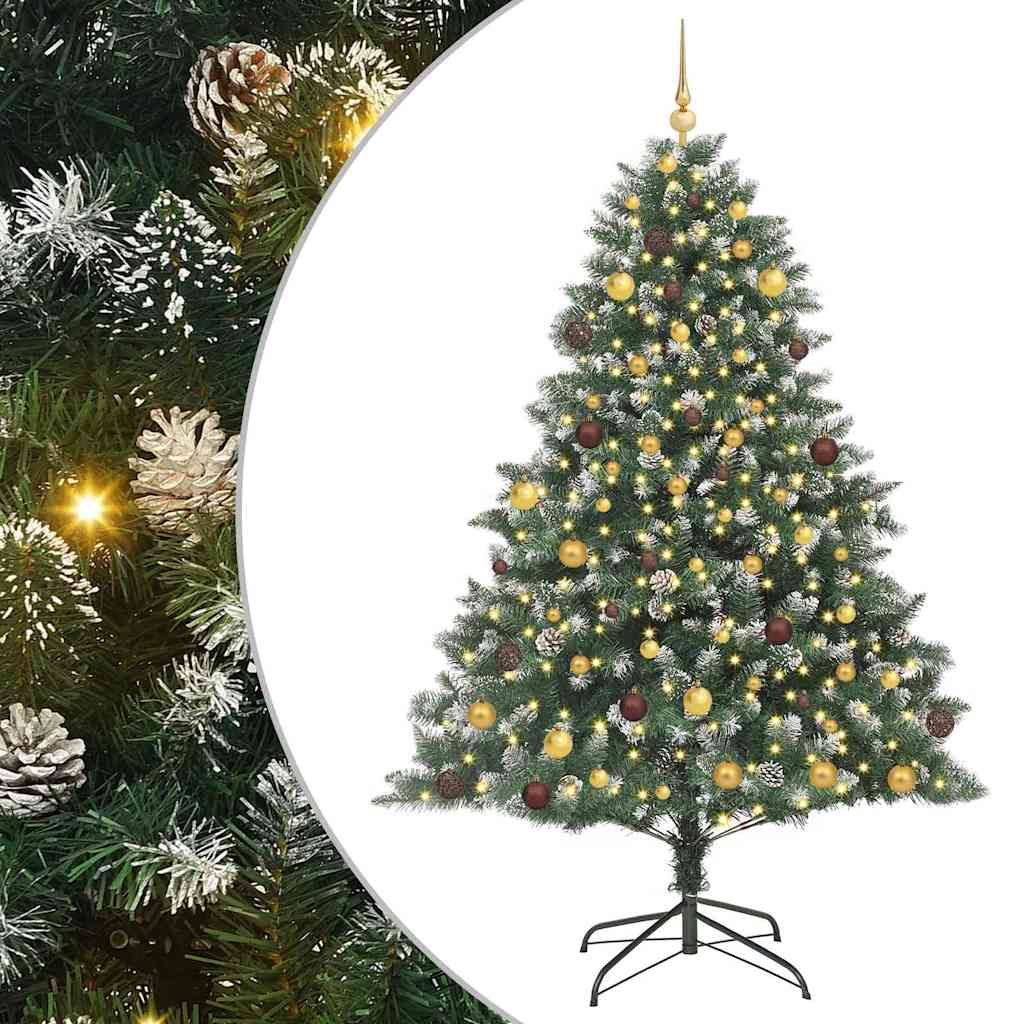 vidaXL Sztuczna choinka z podstawą Zielony 210 cm PVC, plastik i stal