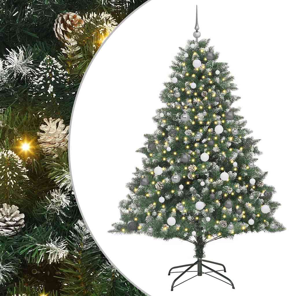 vidaXL Sztuczna choinka z podstawą Zielony 210 cm PVC, plastik i stal