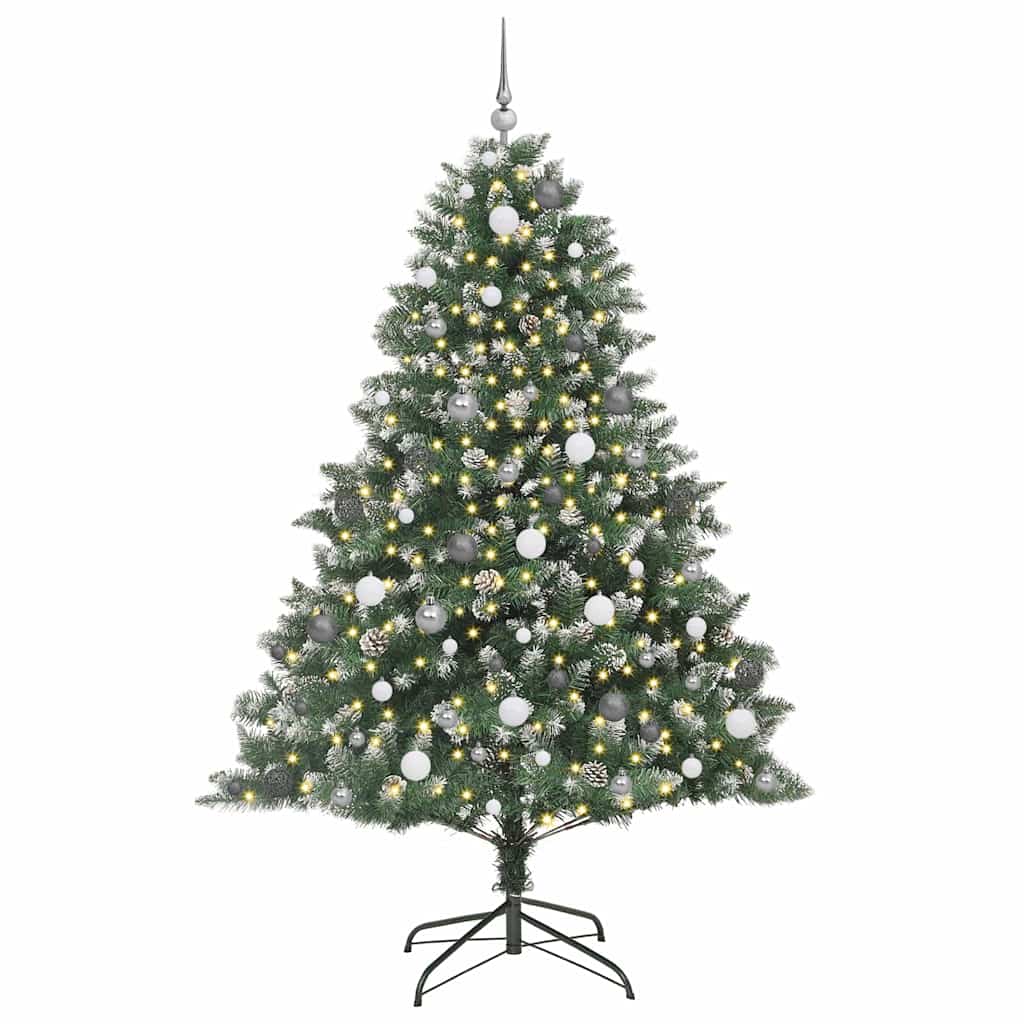 vidaXL Sztuczna choinka z podstawą Zielony 210 cm PVC, plastik i stal