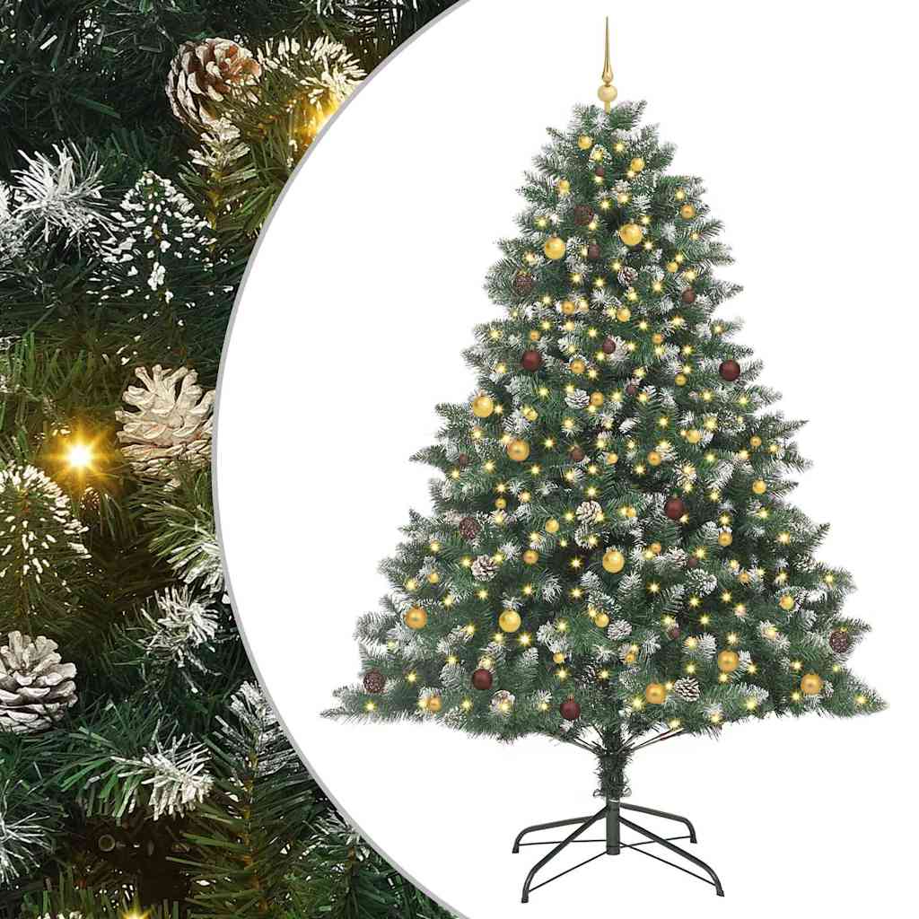 vidaXL Sztuczna choinka z podstawą Zielony 240 cm PVC, plastik i stal