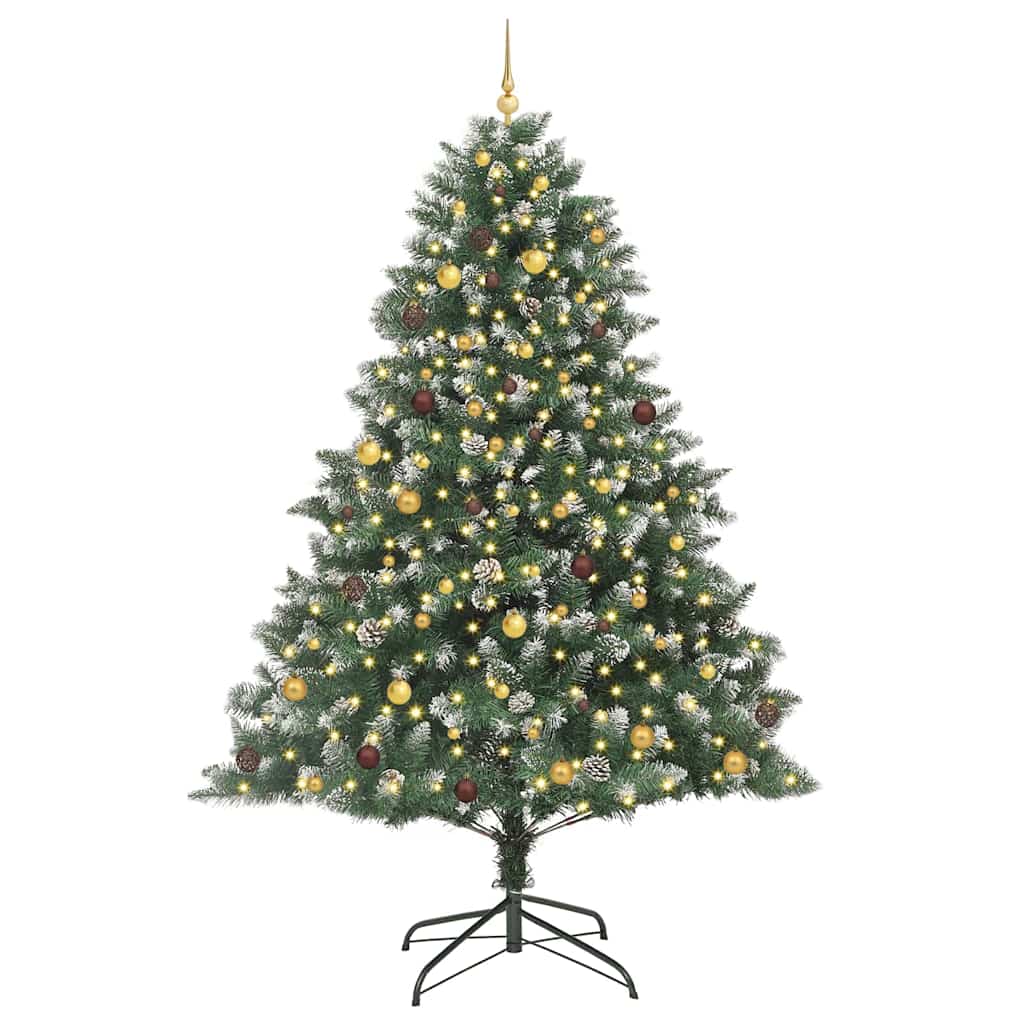 vidaXL Sztuczna choinka z podstawą Zielony 240 cm PVC, plastik i stal