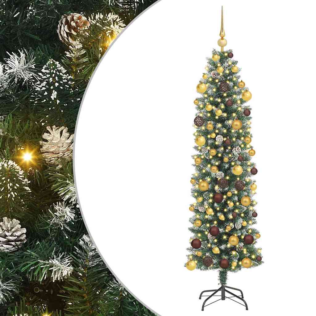 vidaXL Sztuczne smukłe drzewo bożonarodzeniowe Zielony i Biały 180 cm