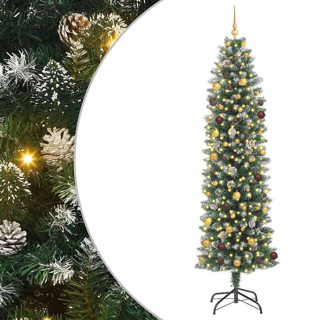 vidaXL Sztuczne smukłe drzewo bożonarodzeniowe Zielony i Biały 240 cm