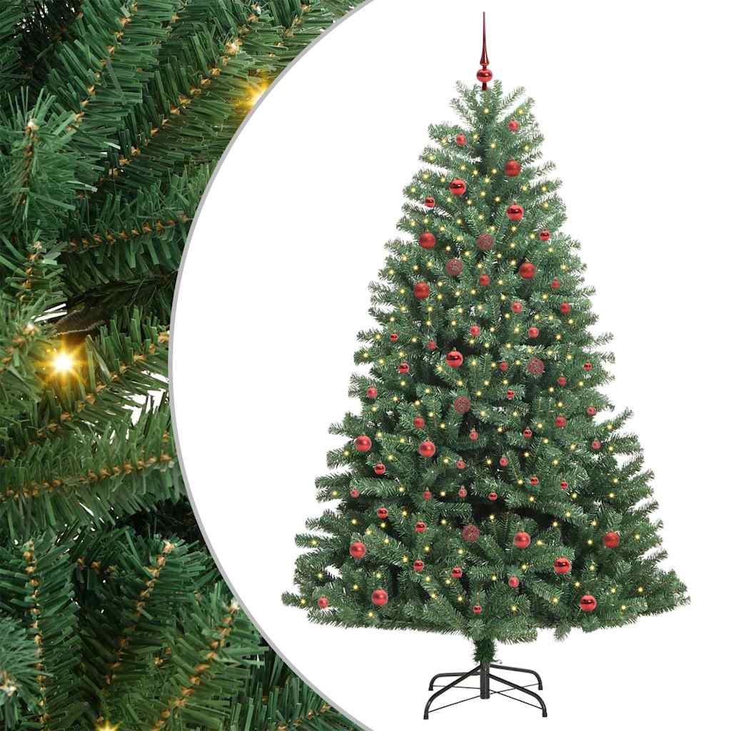 vidaXL Sztuczna choinka z zawiasami zielony 210 cm PVC i Metal