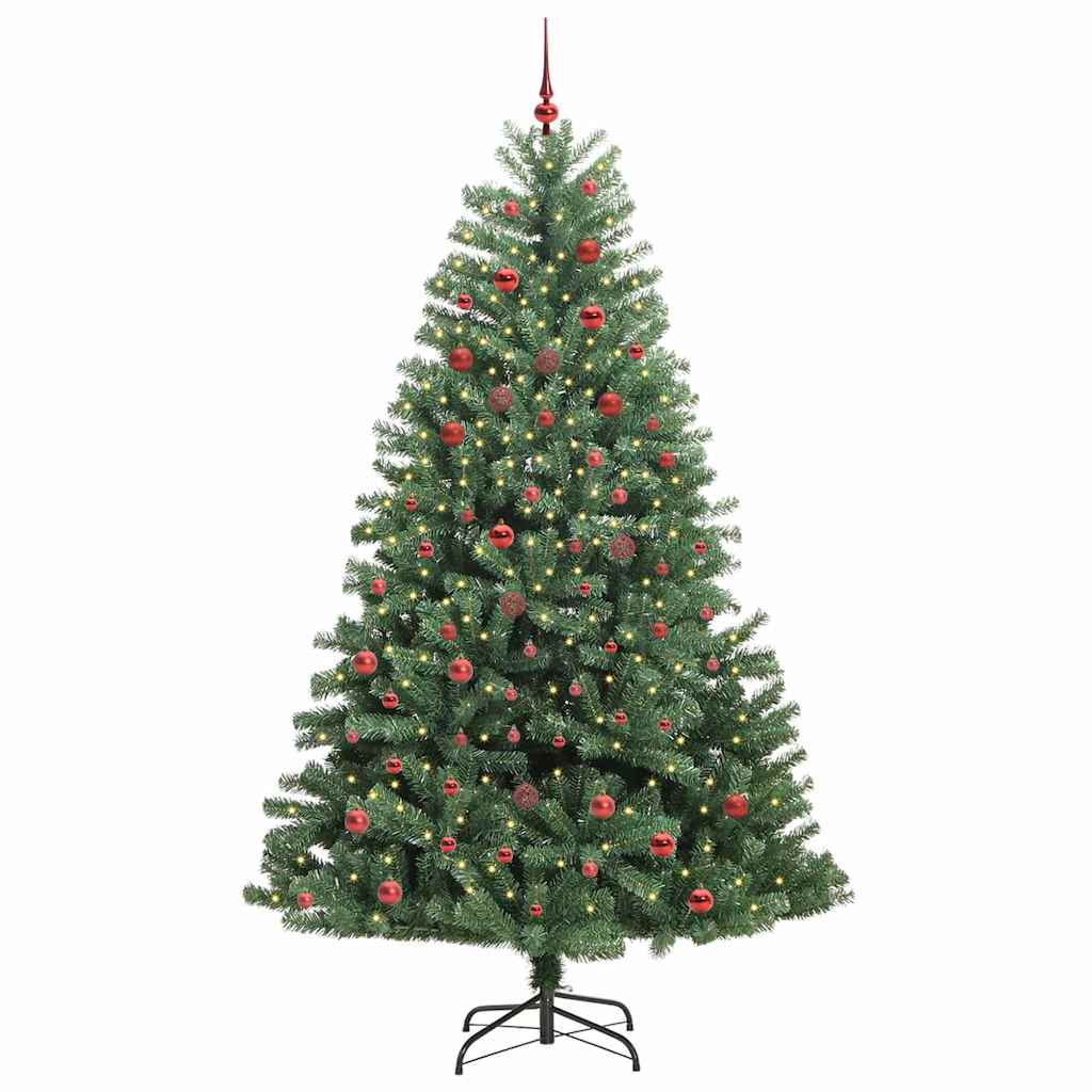 vidaXL Sztuczna choinka z zawiasami zielony 210 cm PVC i Metal